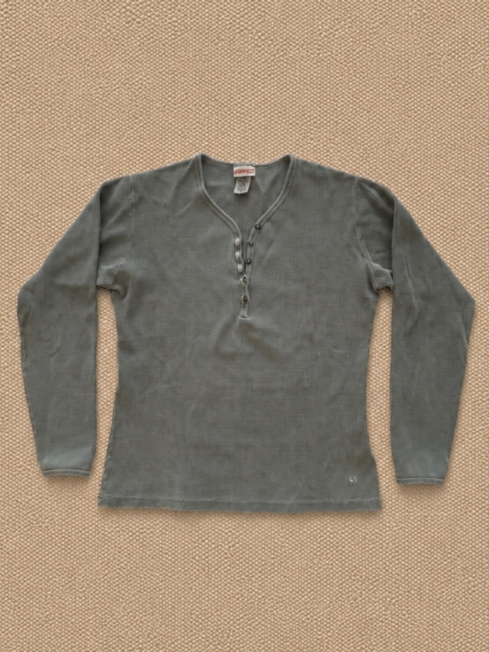 Vintage 90s Gramicci Gray Waffle Thermal Henley Women’s M USA